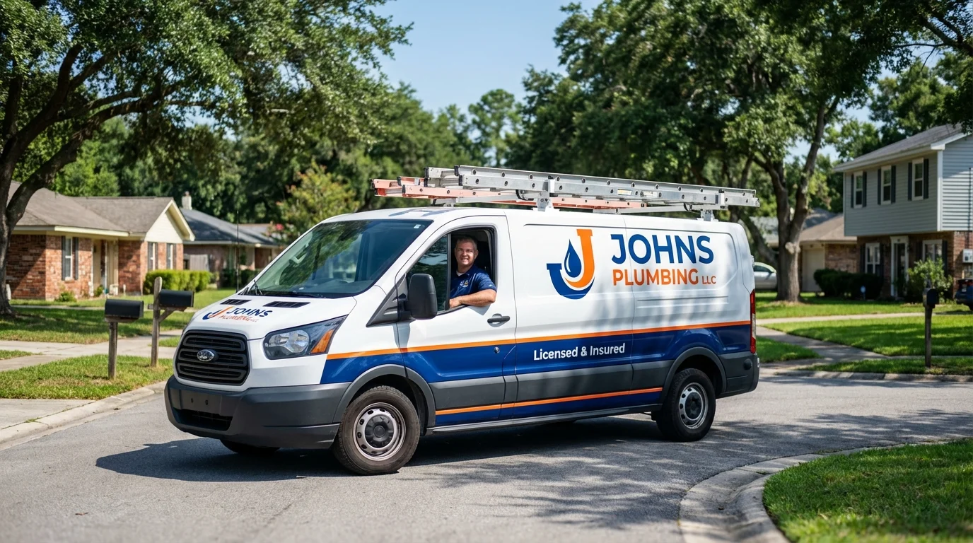 Johns Plumbing LLC service van in Jeffersonville, IN
